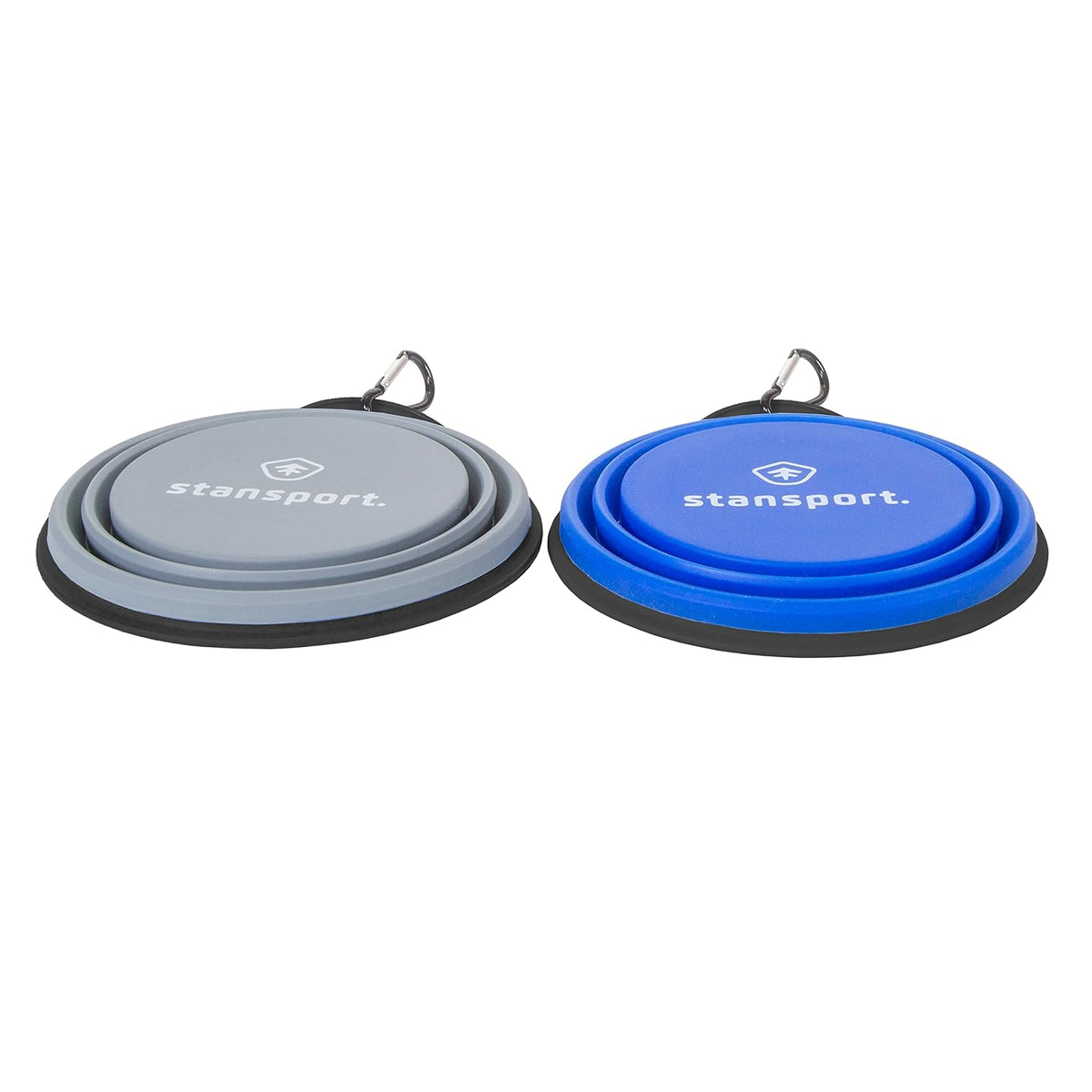 Stansport Cuencos Plegables de Silicona – Grandes, Paquete de 2 – Plato de Agua para Perros – 33 onzas líquidas – Viaje Plegable expandible Camping Picnic portátil Compacto Senderismo mochilero