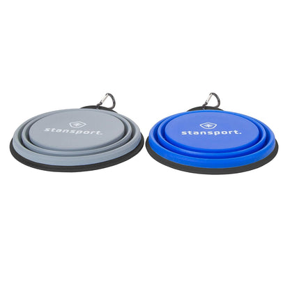 Stansport Cuencos Plegables de Silicona – Grandes, Paquete de 2 – Plato de Agua para Perros – 33 onzas líquidas – Viaje Plegable expandible Camping Picnic portátil Compacto Senderismo mochilero