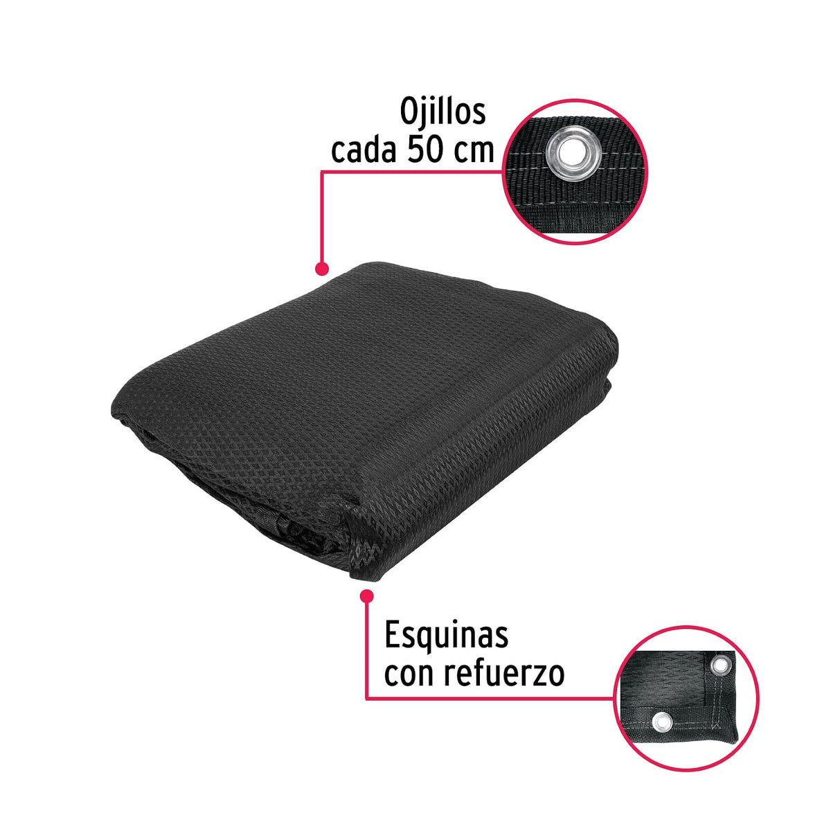 Fiero TOSO-805, Toldo de Polietileno, 80% Sombra, 3.60 x 5 m, Negro