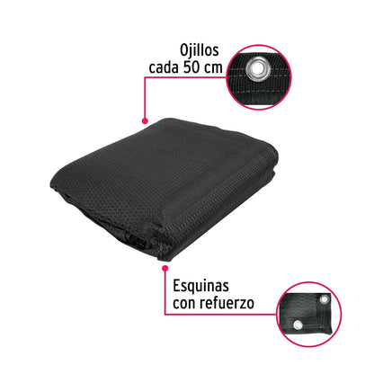 Fiero TOSO-805, Toldo de Polietileno, 80% Sombra, 3.60 x 5 m, Negro