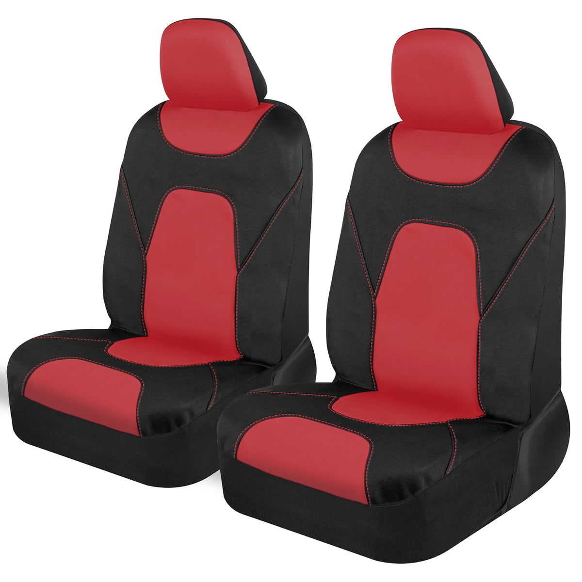 Motor Trend AquaShield - Fundas de asiento de automóvil para asientos delanteros, color rojo, fundas de asiento impermeables de dos tonos para automóviles, juego de fundas de asiento delantero de neopreno, fundas interiores para automóvil, camión, furgoneta, SUV