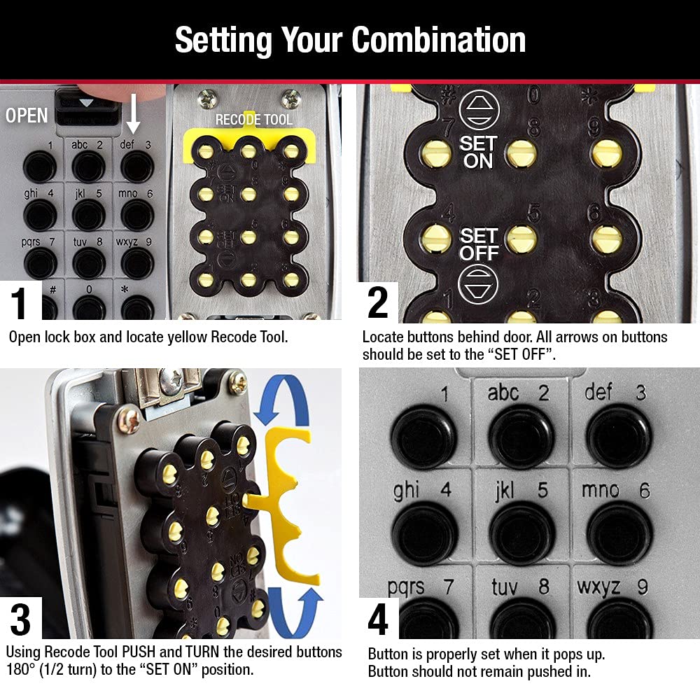 Master Lock Caja de seguridad, establece tu propio botón de combinación, Montura para pared, 3-1/8" W, Negro