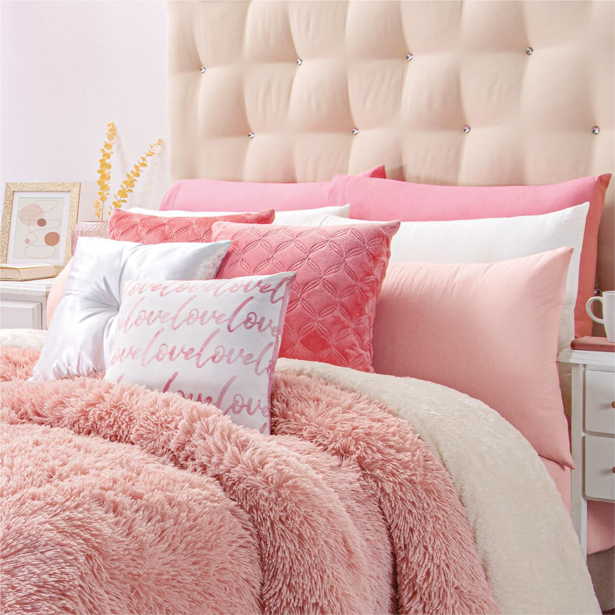 Colchas Concord Cobertor Pachi Flannel, Color Rosa, 100% Poliéster, Tamaño King Size, Queen Size, Manta Cálida y Suave para Cama, Ideal para Invierno, 1 Pieza