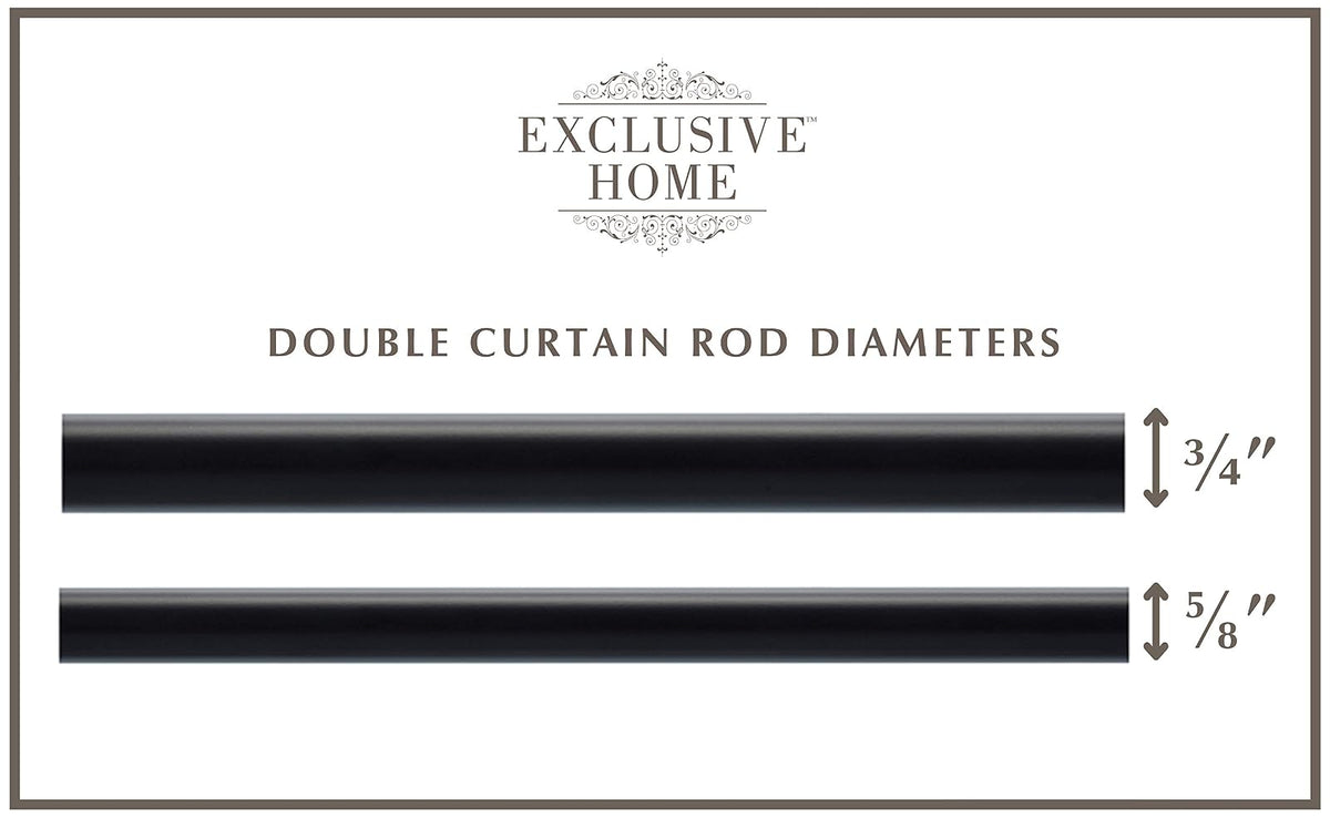 Exclusive Home Cortinas - ER1028-06 66120 - Barra de Cortina Doble Envolvente, 66-120 Pulgadas, Negro Mate