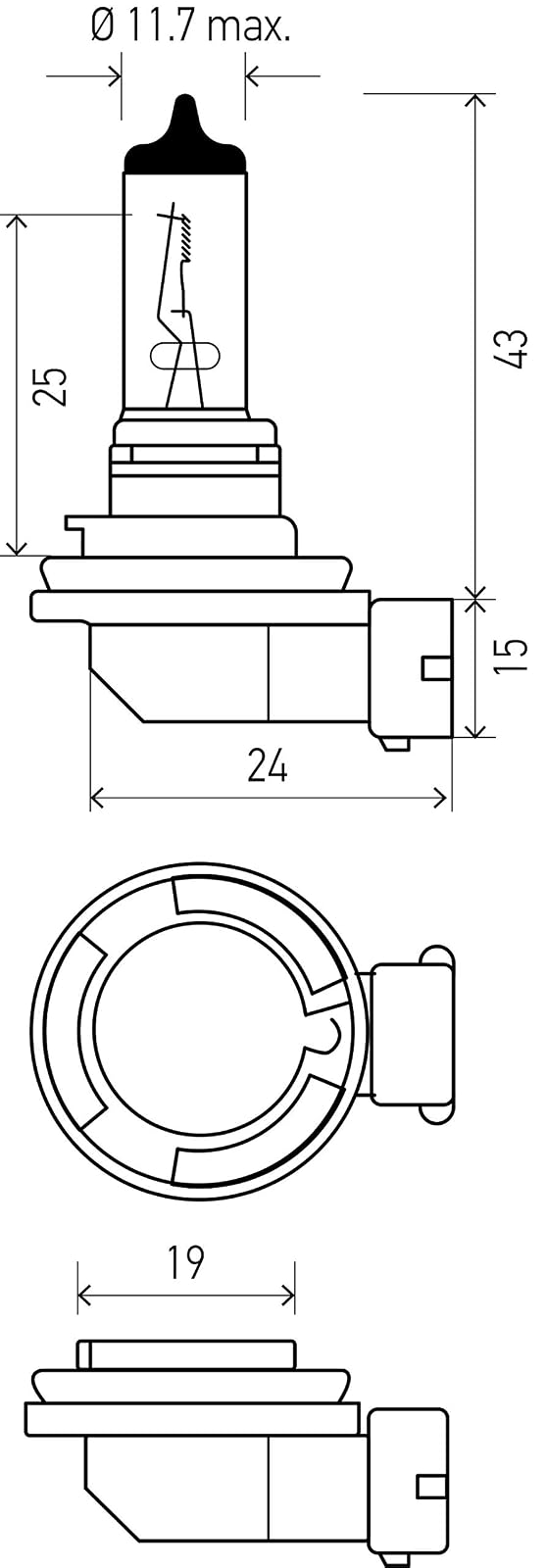 Hella H11 YL Focos Halogénicos H11 Amarillos 12 V 55 W, Paquete de 2