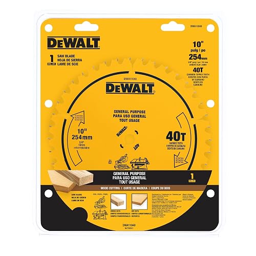 DEWALT - Hoja de sierra de mesa, 10 pulgadas, 40 dientes, con acabado fino, carburo ultra afilado (DWA11040)