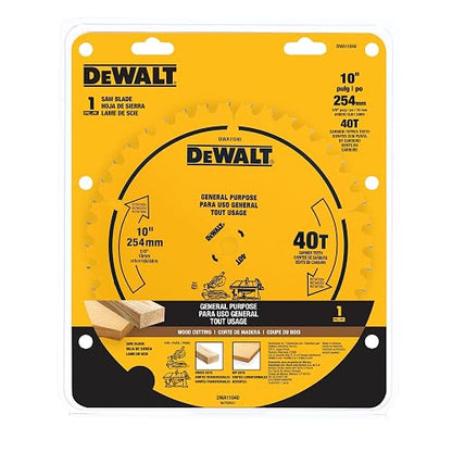 DEWALT - Hoja de sierra de mesa, 10 pulgadas, 40 dientes, con acabado fino, carburo ultra afilado (DWA11040)
