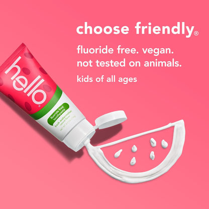 Hello Oral Care Kids Fluoride Free and SLS Free Toothpaste, Natural Watermelon, 4.2 Ounce