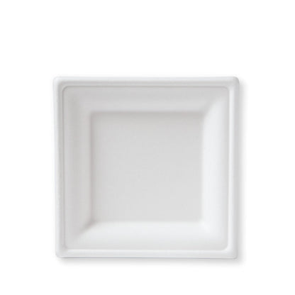 Susty Party Supplies Plato cuadrado,100% compostable caña de azúcar, Blanco, 20.3 cm, 50 unidades