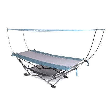 MacSports Hamaca Plegable portátil con toldo extraíble, Incluye Almohada y Red de Almacenamiento de Malla, no Empotrado, Resistente, Hamaca al Aire última intervensión (Verde Azulado)