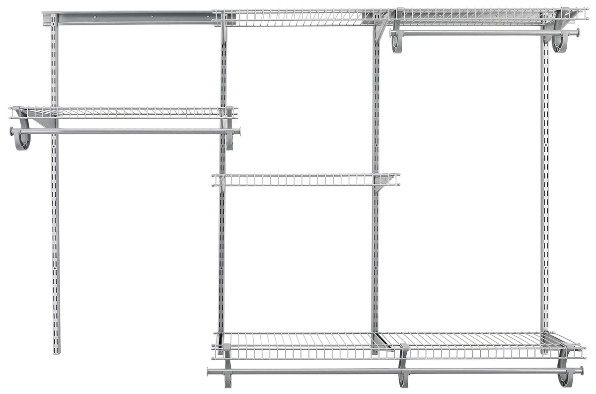 ClosetMaid ShelfTrack - Organizador de clóset Ajustable, Blanco, 5 to 8 Feet, 1 - Cromo satinado - 4 ft to 6 ft - Organizador
