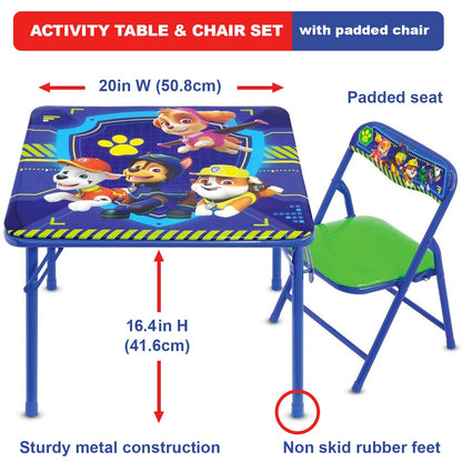 Paw Patrol Juego de Mesa y Silla Junior, Mesa Plegable, sillas Acolchadas