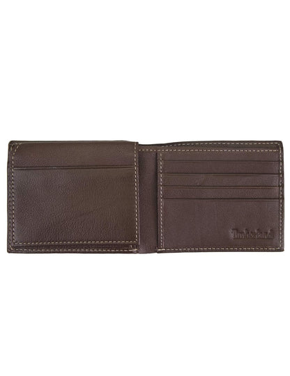 Timberland - Billetera de Cuero Genuino para Hombre - Elegantemente Sofisticado - Negro - Delgado - 7 Compartimentos - 4 Ranuras para Tarjetas - Ventana de Identificación - Sin Cierre