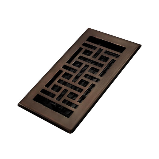 Decor Grates AJH408-RB - Registro Oriental para Piso, 4 x 8 Pulgadas, Acabado de Bronce frotado
