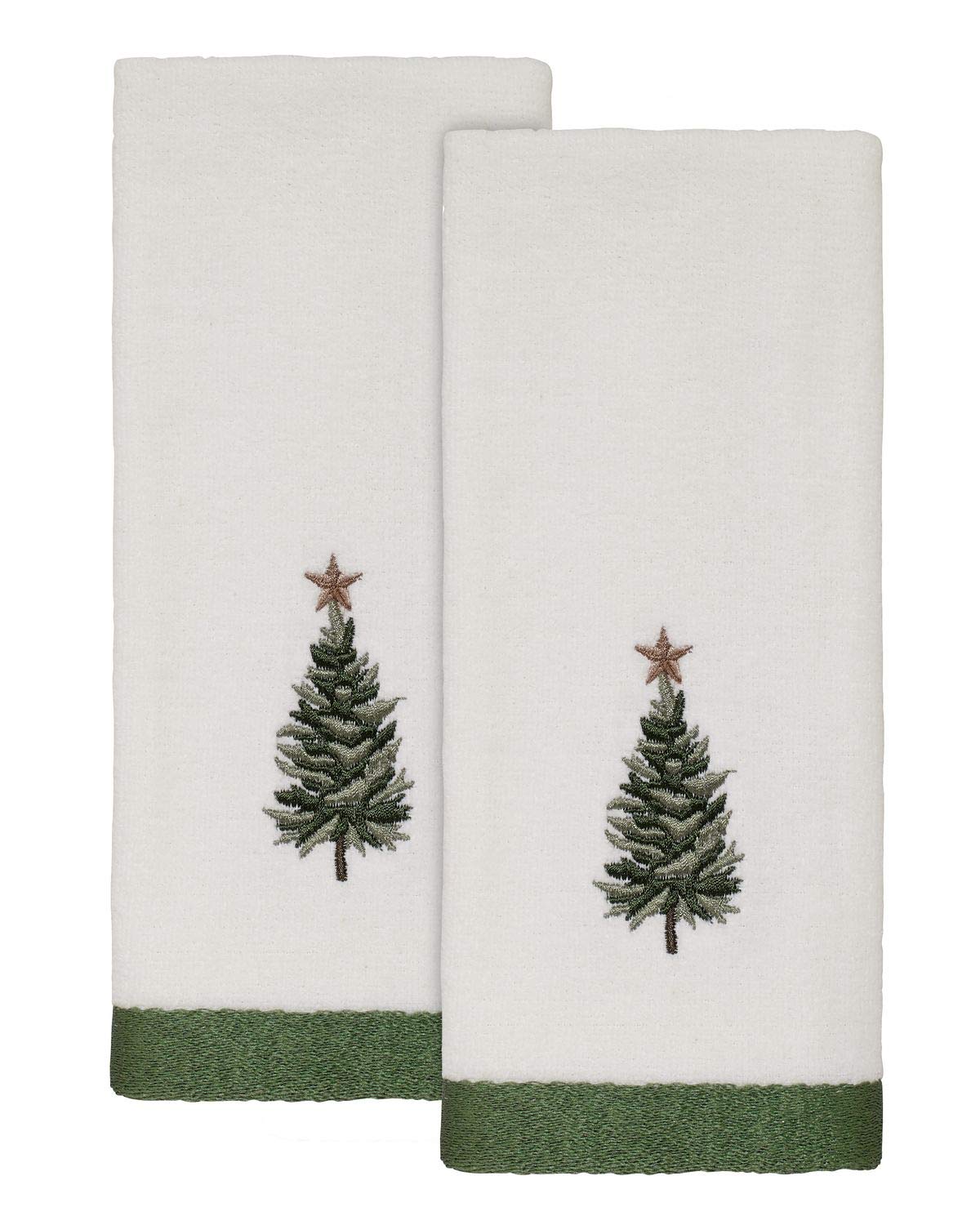 Avanti Linens - Paquete de 2 Toallas de Dedo de Navidad, algodón Suave y | 100% algodón, paquete de 2, suave y absorbente, de secado rápido, lavable a máquina, decoración de baño - 2pc Fingertip Towels