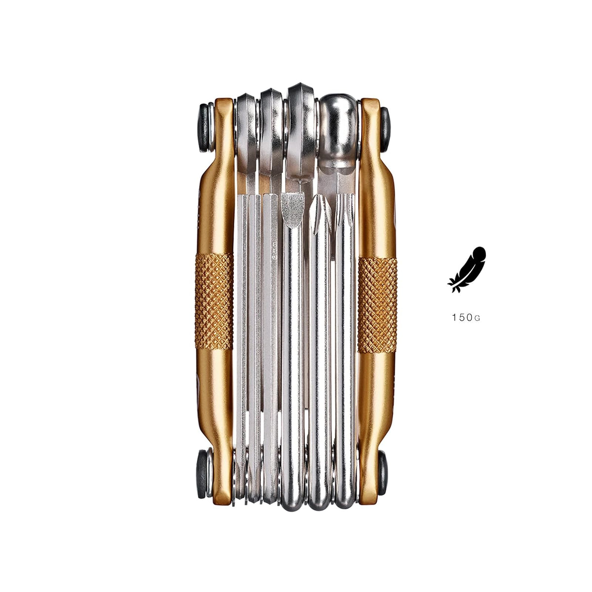 Crankbrothers Multi Tool M 10 Bike Tool - MTB Multi-Tool Gold - 10 herramientas de bicicleta (herramienta 10 en 1), ergonómicas y ligeras