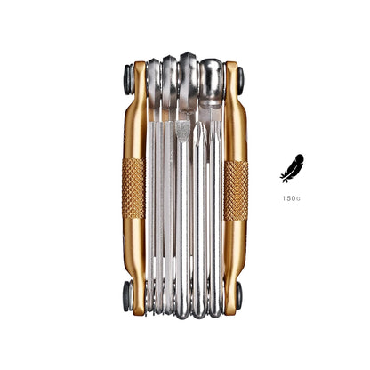 Crankbrothers Multi Tool M 10 Bike Tool - MTB Multi-Tool Gold - 10 herramientas de bicicleta (herramienta 10 en 1), ergonómicas y ligeras