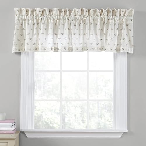 Laura Ashley Cenefa Salvia Harper para Dormitorio, Floral con Bordado 86 x 15 Pulgadas