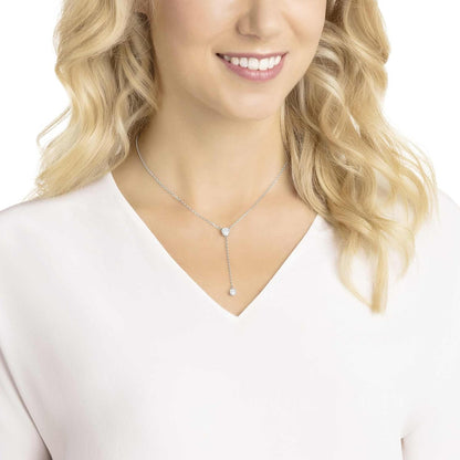 Swarovski Collar en Y Stilla Attract, Talla redonda, Azul, Baño de rodio