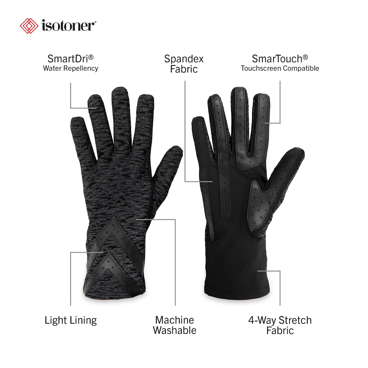 isotoner Guantes de elastano para mujer con