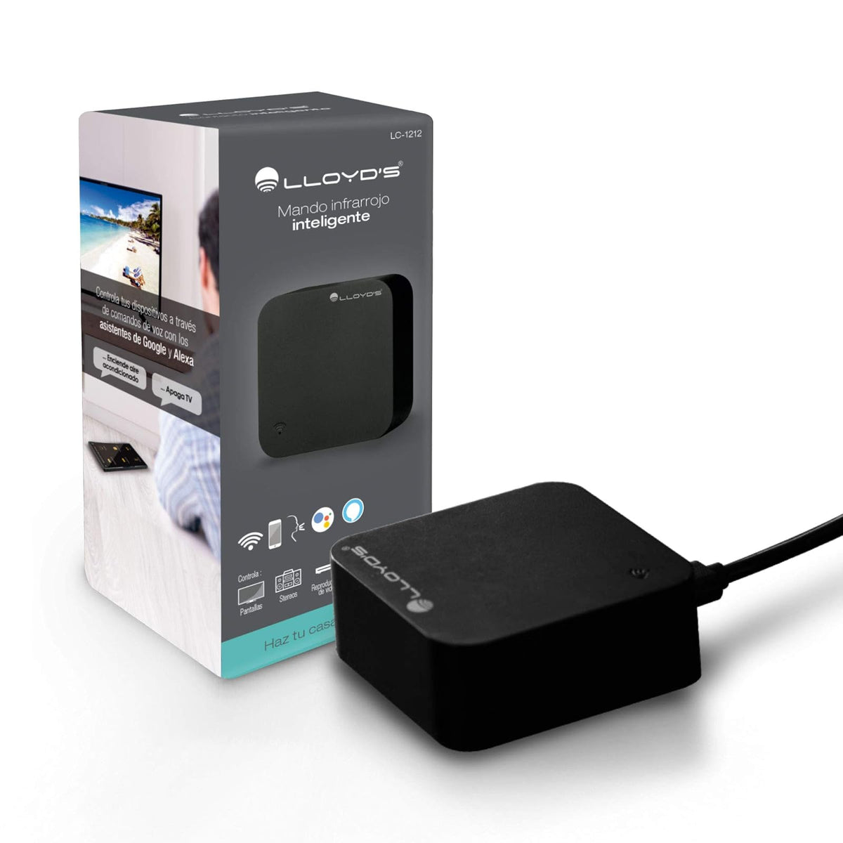 Lloyd's Control Universal Infrarrojo y RF WiFi Compatible con Alexa y Google - Mando infrarrojo