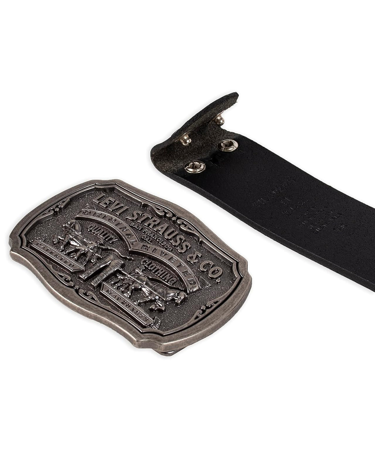 Levi's Cinturón de piel para hombre con hebilla de placa