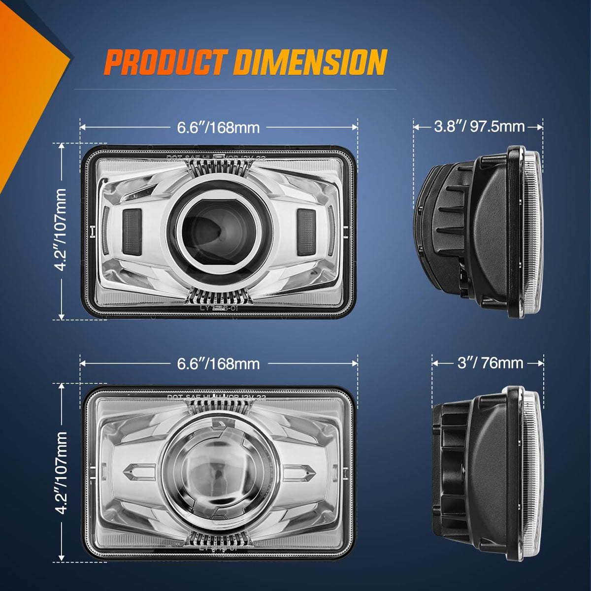 Nilight - Faros LED de 4 x 6 pulgadas de 60 W aprobado por DOT Hi/Lo H4651 H4652 H4656 H4666 H6545 compatible con Kenworth Peterbil Ford Freightliner (plata, 4 piezas)