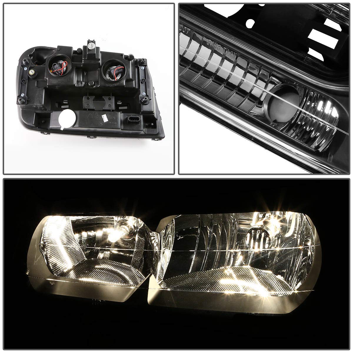DNA Motoring HL-OH-TRA02-BK-AM Faros Delanteros de Esquina Ámbar para Trailblazer 02-09, Negro