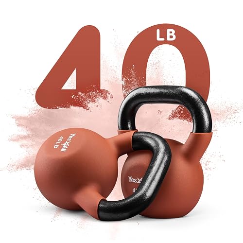 Yes4All Pesas Rusas de Entrenamiento de Fuerza Recubiertas de Neopreno Ajustables y Contorneadas con Pesos de Colores de 5 a 50 lbs