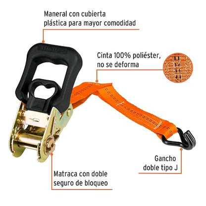 Truper SU-1000C, Sujetadores con matraca, carga máxima 1000 kg, 2 piezas