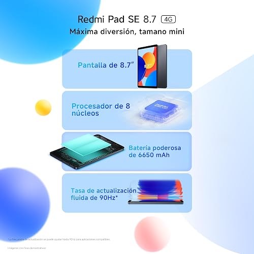 XIAOMI Tablet Redmi Pad SE 8.7 4GB RAM+128GB ROM Gris Batería 6650mAh | Pantalla LCD 90Hz | Procesador de Ocho núcleos