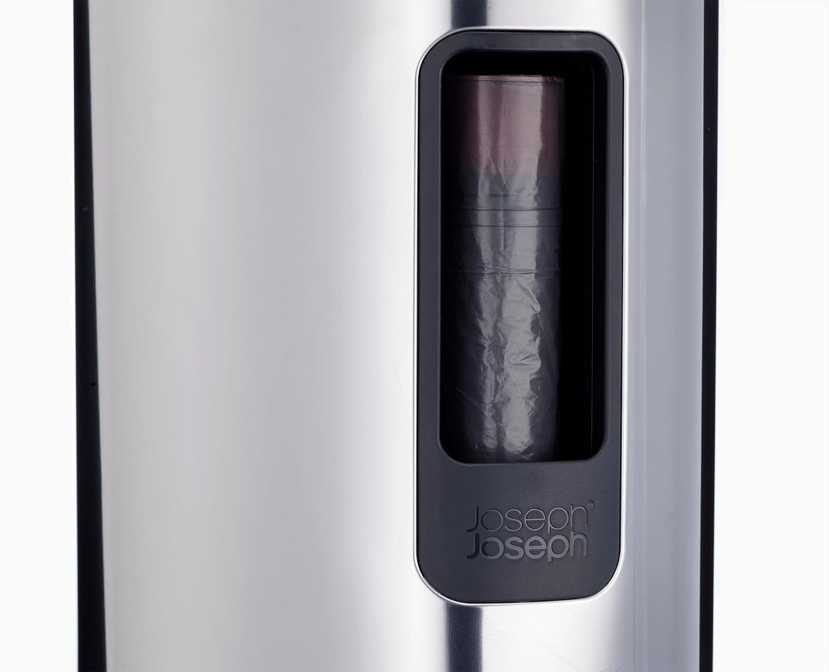 Joseph Joseph EasyStore Luxe - cubeta de basura con pedal de acero inoxidable de 5 litros con tapa de cierre suave, cubeta interior extraíble, para baño, recámara, oficina