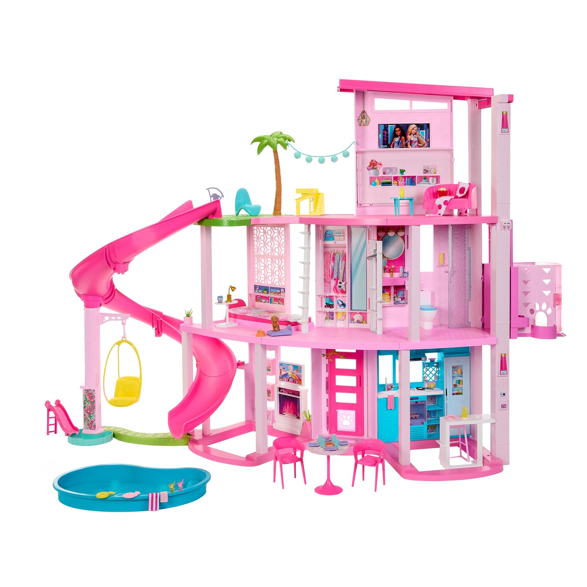 Barbie Casa de Muñecas Nueva Casa de los Sueños con Tobogán y Más de 75 Accesorios, para Niñas de 3 Años