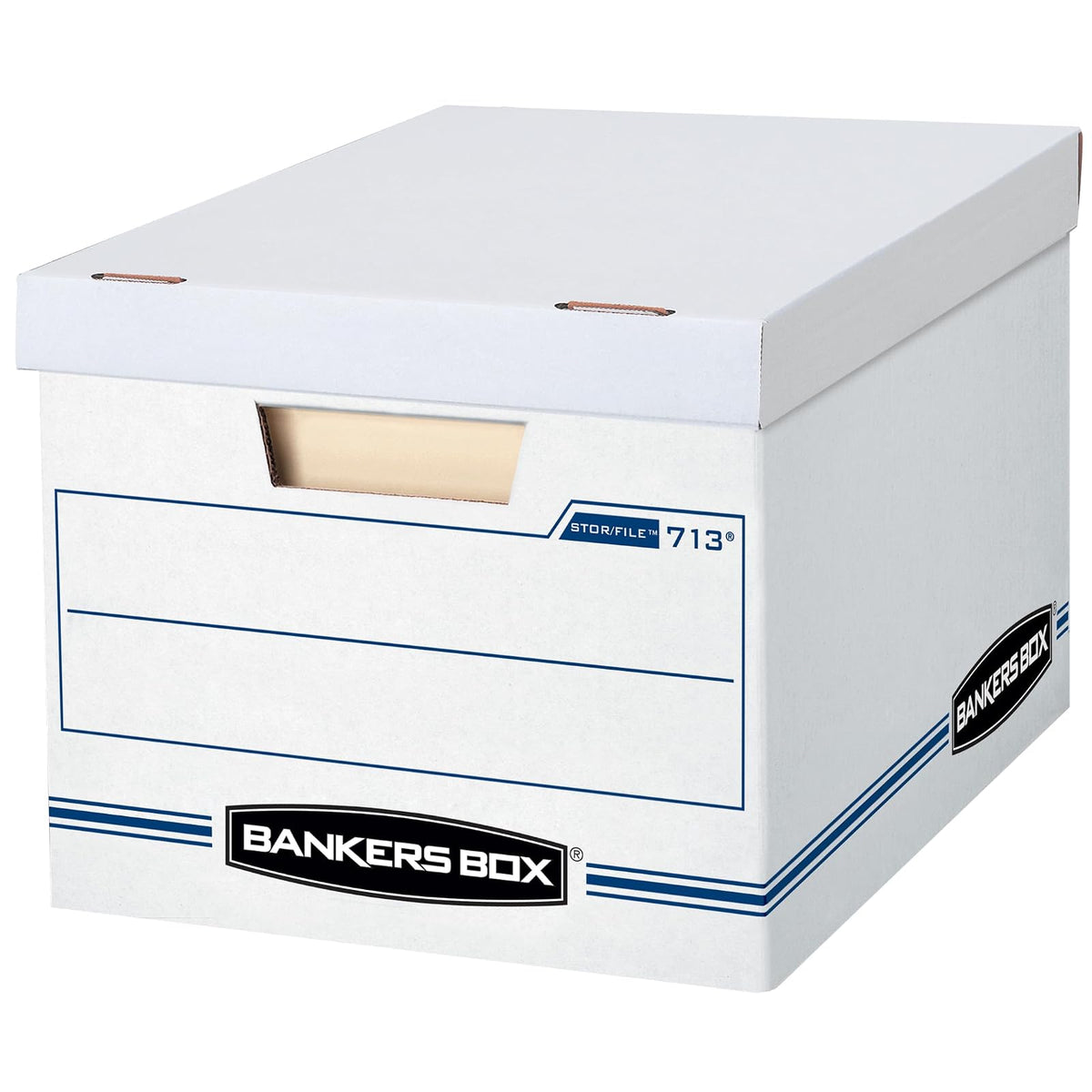 Bankers Box 0071301 STOR/Caja de almacenamiento de archivos con tapa elevable, carta/legal, 12 x 10 x 15 pulgadas, blanco, paquete de 12