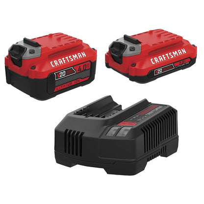 Craftsman - Juego de batería y Cargador de 20 V, baterías de Iones de Litio de 2 Ah y 4 Ah (CMCB204-CKVA) (CMCB204-CKVA)