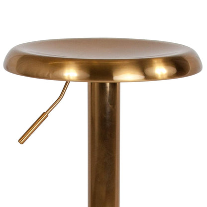 Flash Furniture Madrid Series Taburete de Metal Retro de Altura Ajustable con reposapiés, Barra Ajustable sin Respaldo o Taburete Giratorio de Altura de mostrador, Dorado