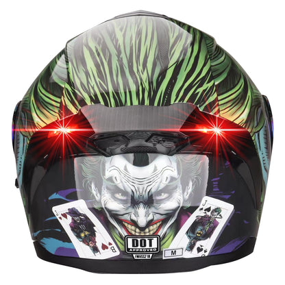 KOV Casco Abatible Joker Guasón Moto DC Comics Led + Lentes (M)