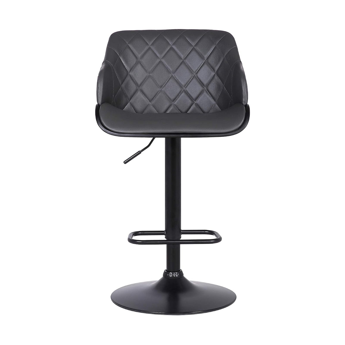 Armen Living LCTOSWBAWABL Toby Taburete Giratorio de Piel sintética, Ajustable, Negro, Cromo, Nogal