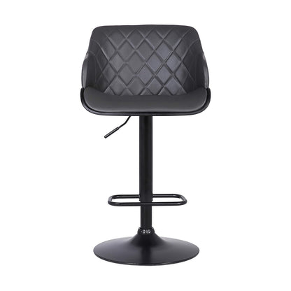 Armen Living LCTOSWBAWABL Toby Taburete Giratorio de Piel sintética, Ajustable, Negro, Cromo, Nogal