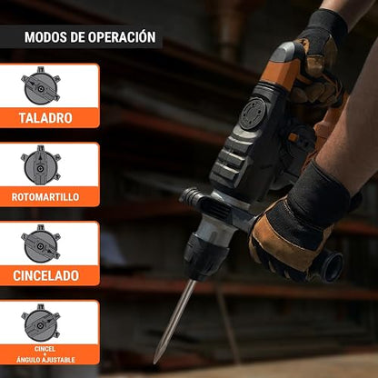 Truper PRO ROEL-60A, Rotomartillo SDS Plus/destornillador 6 J, 1500W