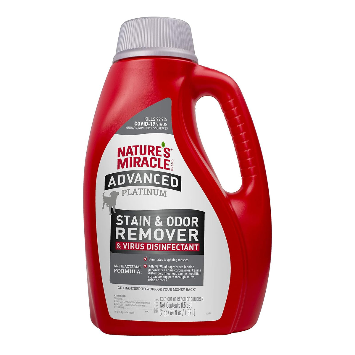 Nature's Miracle Advanced Platinum Removedor de Manchas y Olores Desinfectante Virus 64 oz