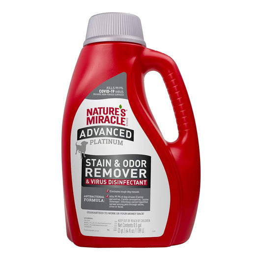 Nature's Miracle Advanced Platinum Removedor de Manchas y Olores Desinfectante Virus 64 oz