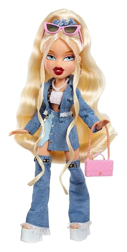 Bratz Alwayz Muñeca Cloe - Estilo Vaquero con Chaqueta y Falda Denim, Tacones de Plataforma, 10 Accesorios Incluidos como Teléfono, Maquillaje, Bolso y Póster Exclusivo - Edad 6+ Años
