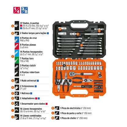 Truper SET-124, Juego de herramienta, 119 piezas