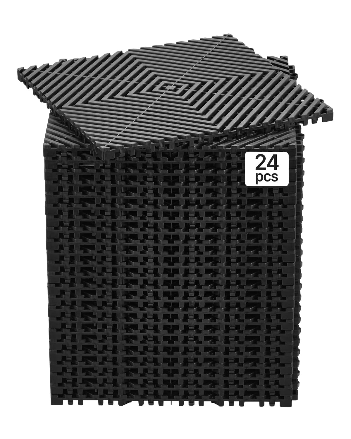 VEVOR Alfombrilla de Drenaje Entrelazada Antideslizante, 40 Piezas - Negro - 24 PCS