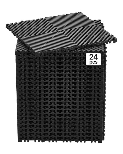 VEVOR Alfombrilla de Drenaje Entrelazada Antideslizante, 40 Piezas - Negro - 24 PCS