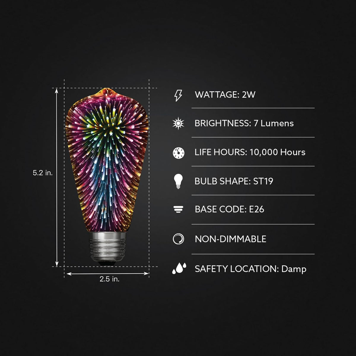 Feit Electric LED ST19 Infinity 3D Fireworks Effect Bulb ST19/PRISM/LED