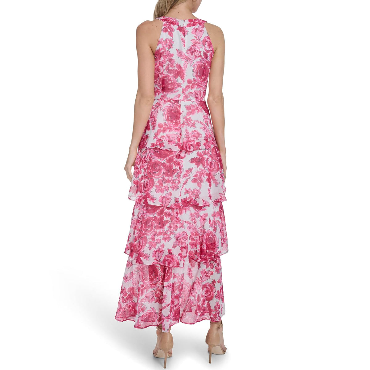 Tommy Hilfiger Sleeveless Halter Neck Tiered Maxi Dress Vestido Mujer