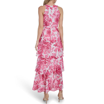 Tommy Hilfiger Sleeveless Halter Neck Tiered Maxi Dress Vestido Mujer