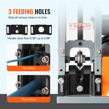 VEVOR - Máquina peladora de cables eléctrica, pelacables automática, 180 W, 60 pies/min con referencia de profundidad visible